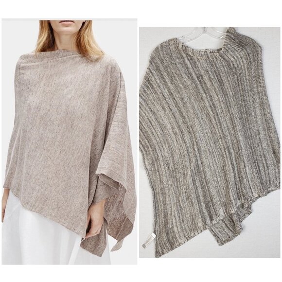 Eileen Fisher Sweaters - EILEEN FISHER NWT Poncho Ribbed Organic Linen Knit Twist Sweater O/S